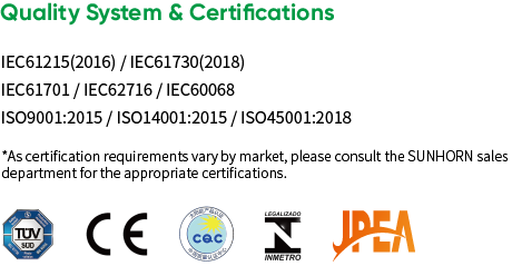 Sunhorn quality system and certifications