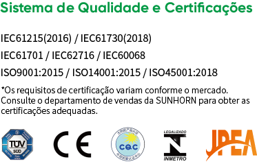 Sunhorn quality system and certifications in Portuguese